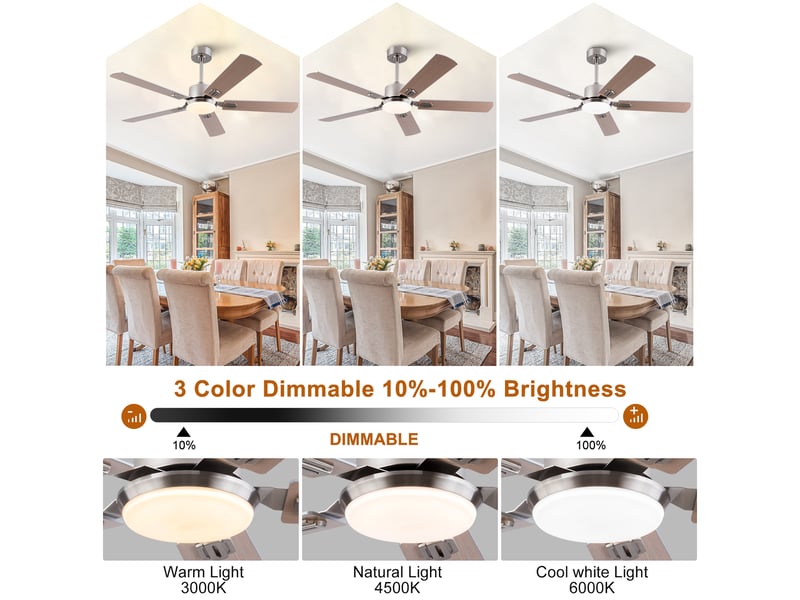  Ventilateur de plafond avec éclairage led et télécommande 132 cm W5766P467512 - Conforama D