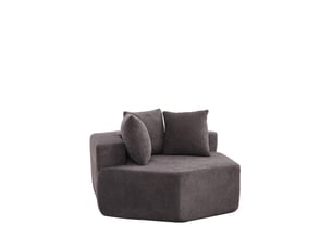 Fauteuil simple - 122x138x76cm - modulable en chenille bouclée avec 3 coussins & ressorts ensachés - gris