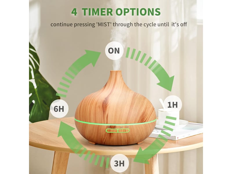  Diffuseur d'huiles essentielles humidificateur ultrasonique diffuseur aromathérapie 500ml  - Conforama D