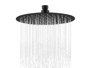 Douche de tête ronde aica, 8 pouces, universel filetage 12, noir