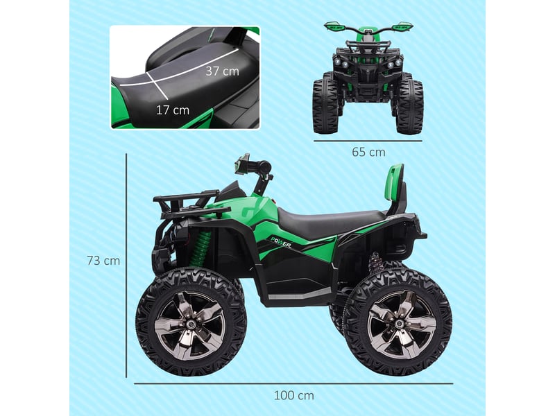  Quad électrique pour enfants, avec lumières et musique, vitesse de 3 à 8 kmh, pour les 3 à 5 ans, vert  - Conforama E