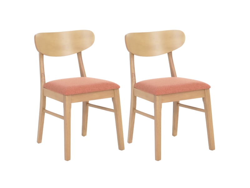  Lot de 2 chaises de salle à manger hwc-m59, chaises de cuisine, tissutextile, bois massif - structure claire, couleur terre cuite  - Conforama A