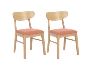 Lot de 2 chaises de salle à manger hwc-m59, chaises de cuisine, tissutextile, bois massif - structure claire, couleur terre cuite