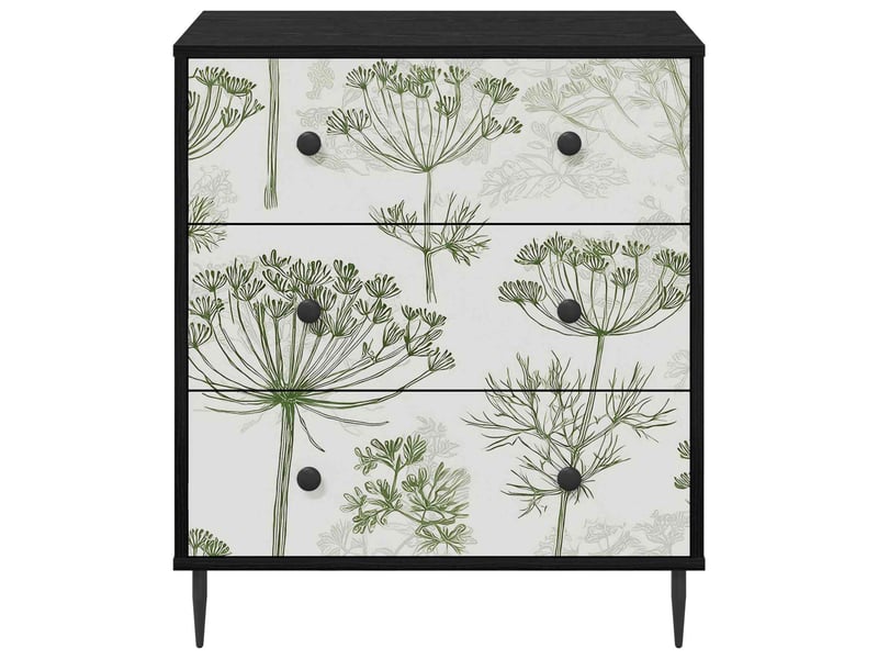  Commode chambre, meuble de rangement gotha impression d'arbre vert 66 x 36,5 x 76 cm  - Conforama D