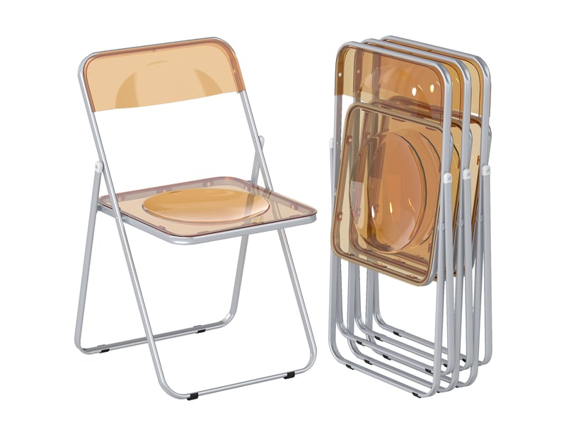  Lot de 4 chaises pliantes gain de place pour salon et événements en acier et acrylique orange  - Conforama A