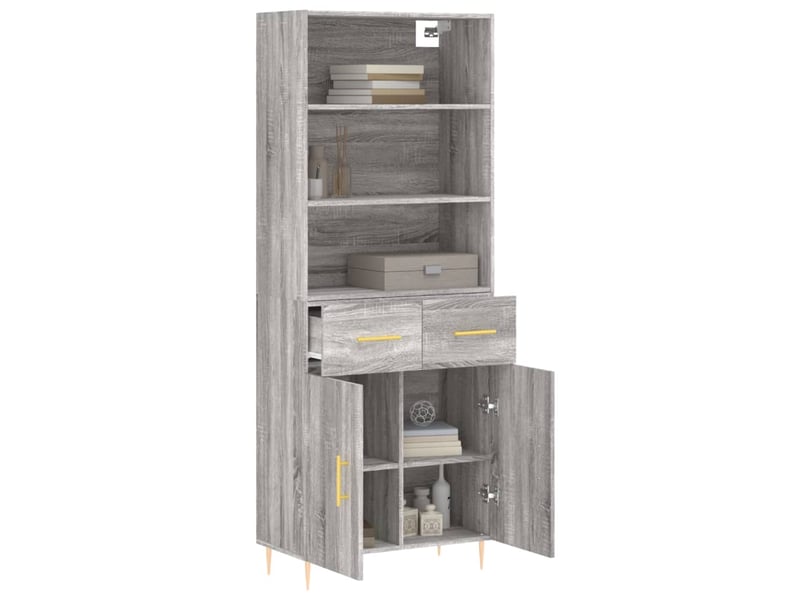  Buffet haut - bahut - meuble de rangement sonoma gris 69,5x34x180 cm bois d'ingénierie  - Conforama C