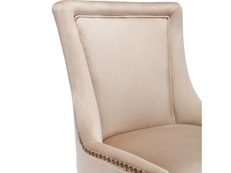  Lot de 6 chaises de salle à manger 55x61x91 cm beige en velours, dossier rembourré à clous décoratifs  - Conforama E