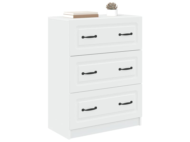  Armoire de rangement bureau, armoire à tiroirs 66 x 34,5 x 87 cm bois d'ingénierie blanc  - Conforama C