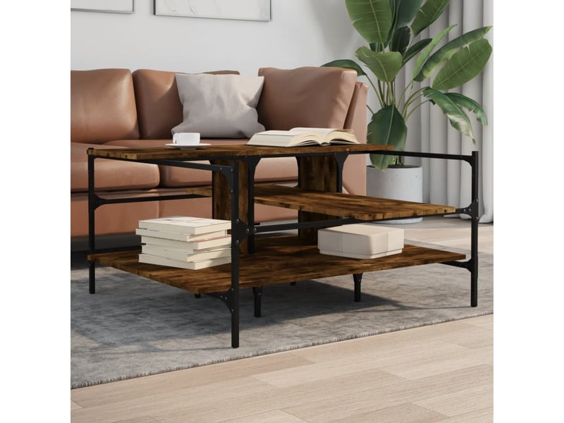  Table basse - table de salon - table à thé chêne fumé 100x100x48,5 cm bois d'ingénierie  - Conforama B