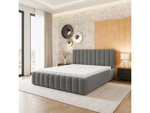 Lit coffre 200x200 cm <strong>MASSENO</strong> <strong></strong> coloris gris