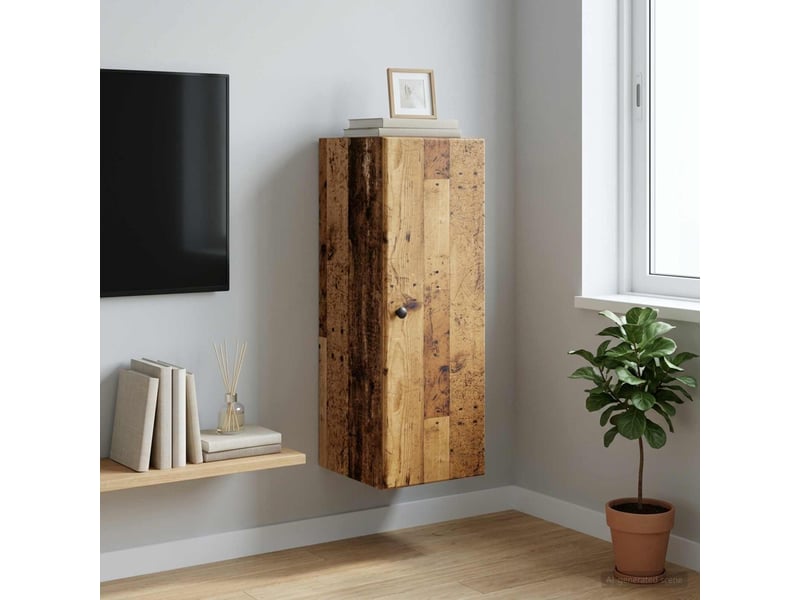  Armoire murale salon 33x34,5x90cm bois d'ingénierie bois ancien shl7336  - Conforama B