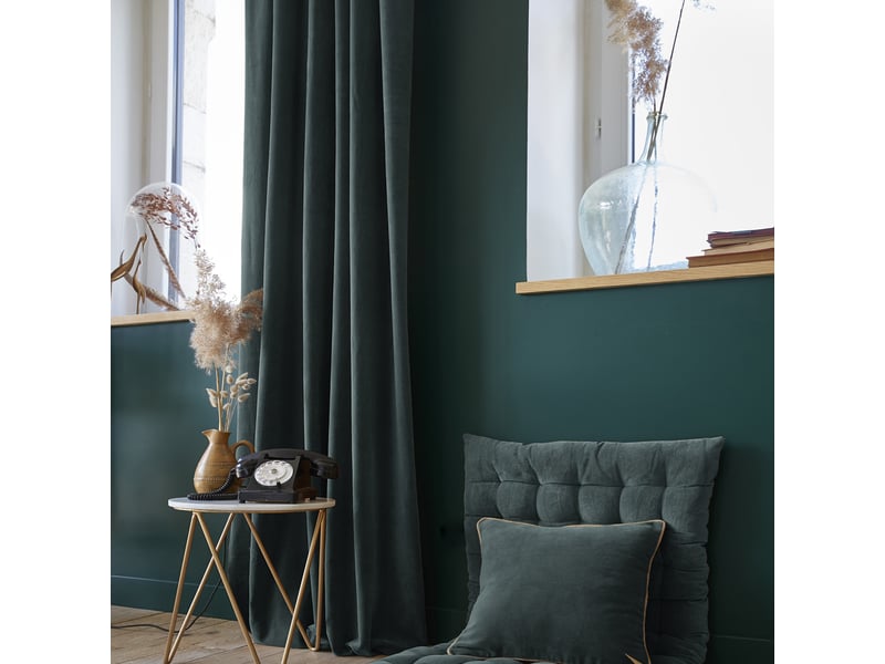  Rideau ajustable 140x270 cm velours de coton ardoise PD21323 - Conforama A