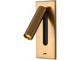 Applique murale, lampe de lecture de chevet, veilleuse rotative à 360 degrés avec interrupteur poussoir (cuivre, jaune