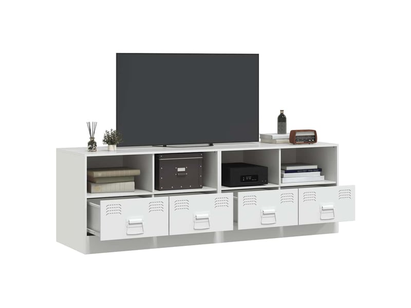  Lot de 2 meuble tv bas salon blanc 67x39x44 cm acier shl25010  - Conforama D