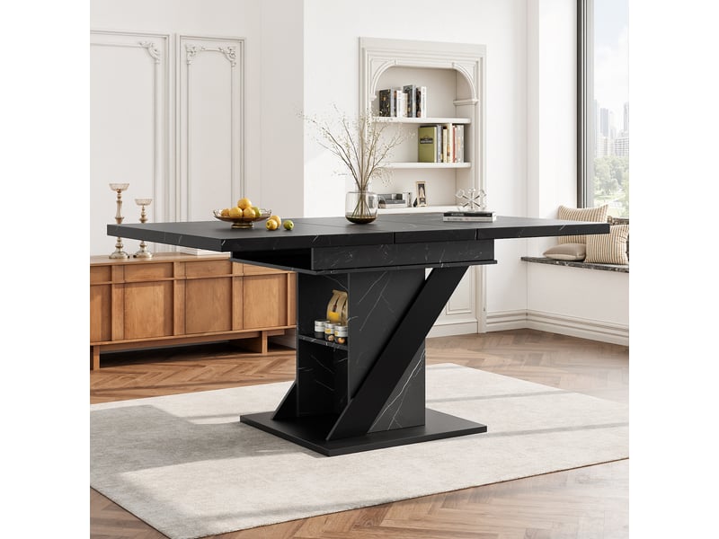 Table de cuisine rectangulaire avec allonge noir - 80x110-140max.cm mdf table noir - Conforama D