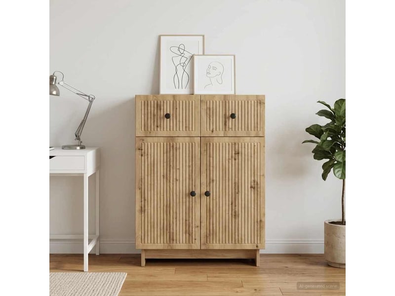 Buffet - bahut - meuble de rangement chêne artisanal 66 x 34,5 x 90 cm bois d'ingénierie  - Conforama D