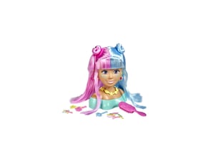 Tete a coiffer mia 25 cm cheveux longs bicolores rose bleu