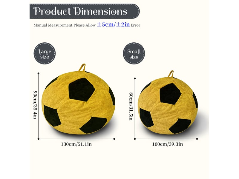  Fauteuil poire ballon de football 130 x 90 cm – jaune et noir – mousse à mémoire de forme confortable  - Conforama C
