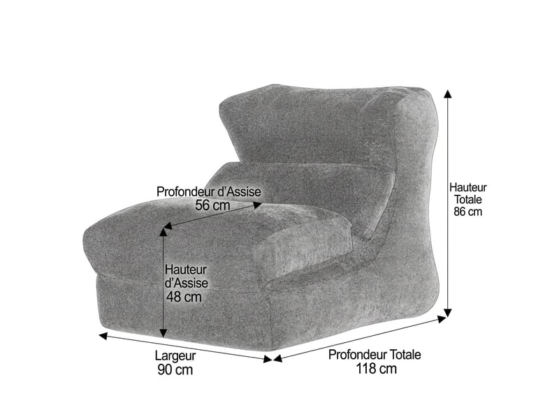  Canapé sans armature blanc convertible en chaise longue fauteuil paresseux  - Conforama E