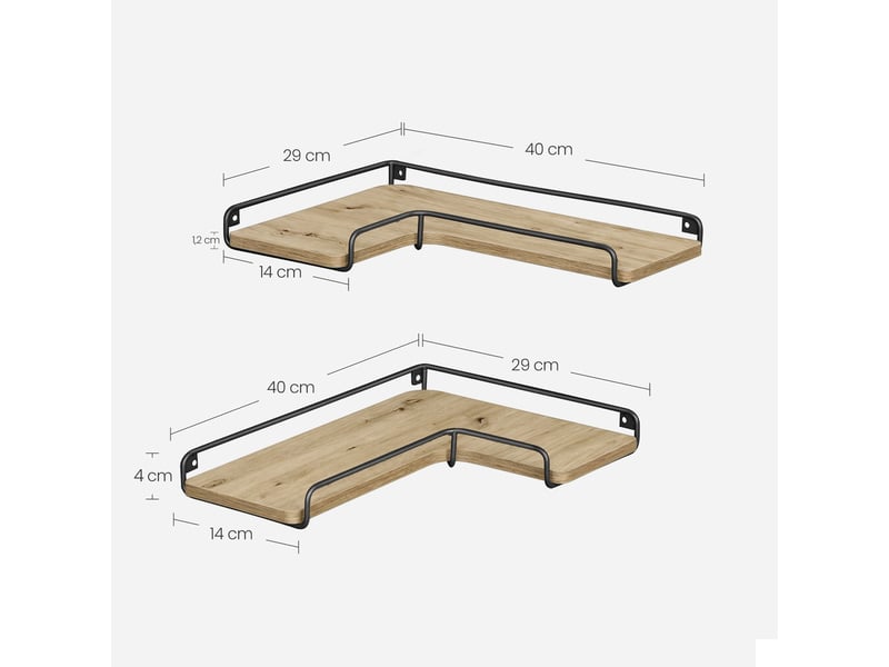  Étagères - leobert - chêne artisan - 40 x 29 x 4 cm - lot de 2  - Conforama D