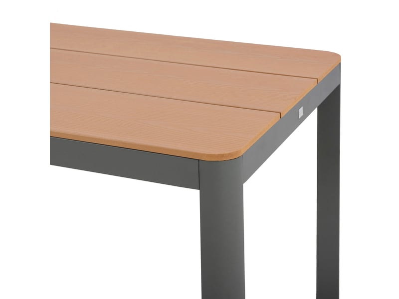  Table en aluminium 200 x 90 cm coloris anthracite revetement bois composite  - Conforama D