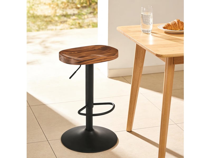  Tabouret de bar pivotant réglable en hauteur marron rustique  - Conforama B