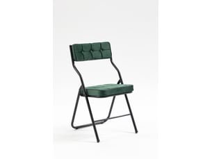 Lot de 2 chaises pliantes avec coussin vert, structure métal, pliables et pratiques, pour cuisine, bureau ou invités