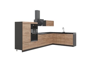 Vicco cuisine en angle, chêne de force doréanthracite, 347 x 207 cm, pt anthracite