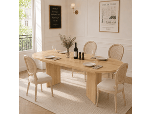 Table à manger extensible 160-200x90 cm pour 6 à 8 personnes, coins arrondis, plateau 18 mm, style naturel, mdf chêne