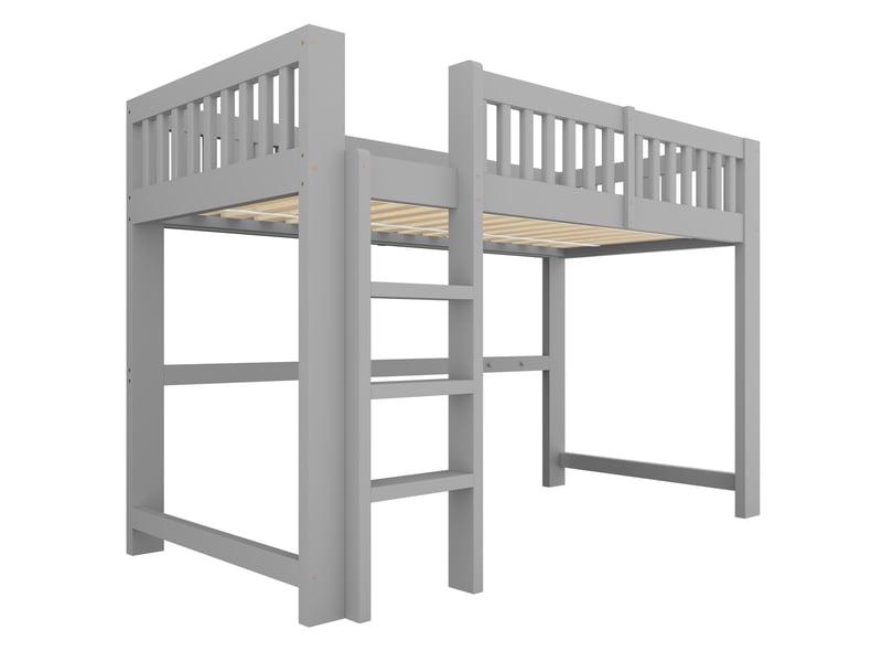 Ensemble de lits modulables 90x200 cm avec barrières bois et mdf gris sans matelas - Conforama E