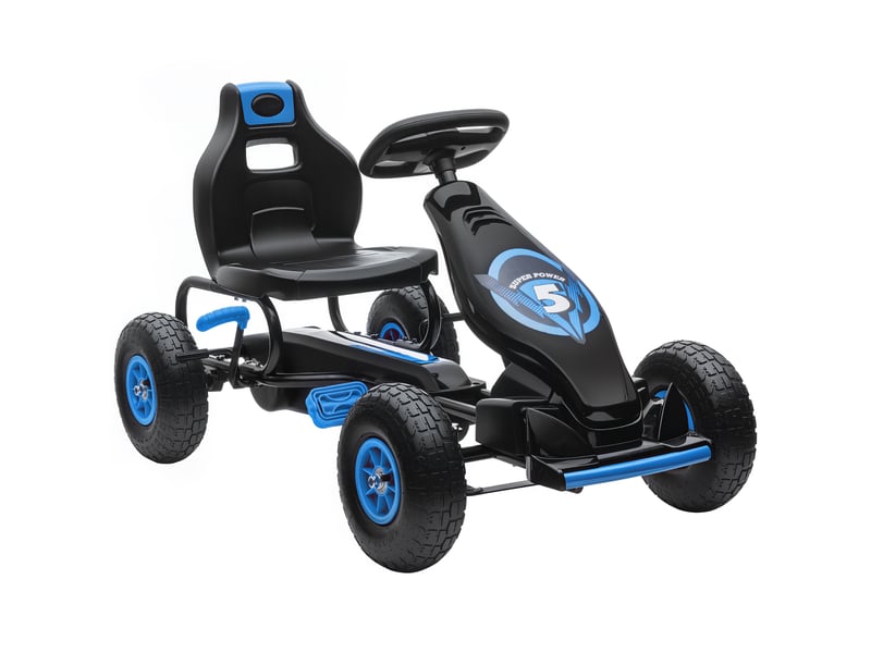  Kart à pédales pour enfant siège réglable 3 positions frein à main enfant de 5 à 12 ans bleu noir  - Conforama A
