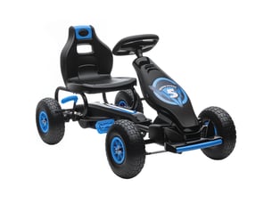 Kart à pédales pour enfant siège réglable 3 positions frein à main enfant de 5 à 12 ans bleu noir