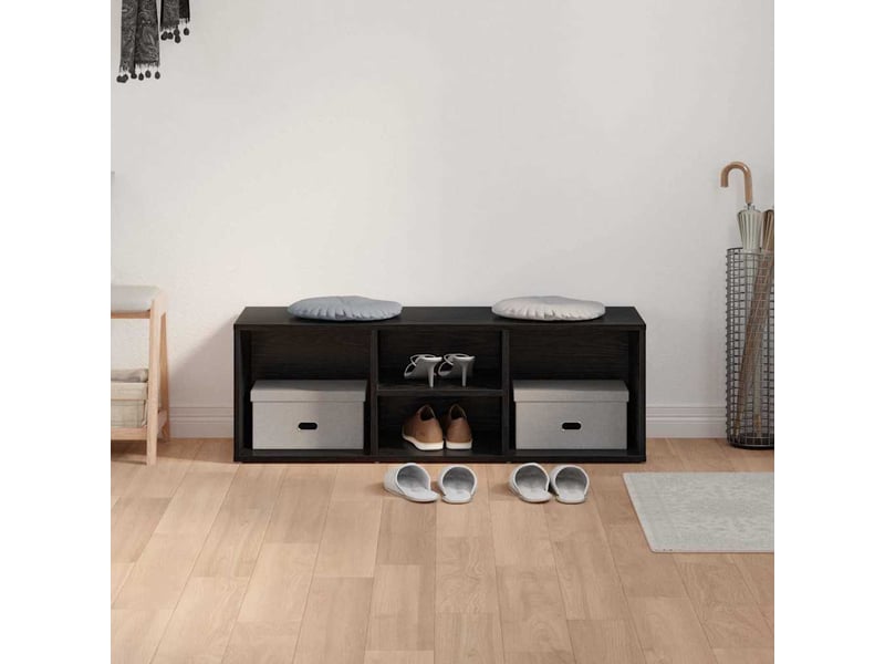  Banc à chaussures, meuble à chaussures 102x35x35 cm bois d'ingénierie chêne noir  - Conforama D