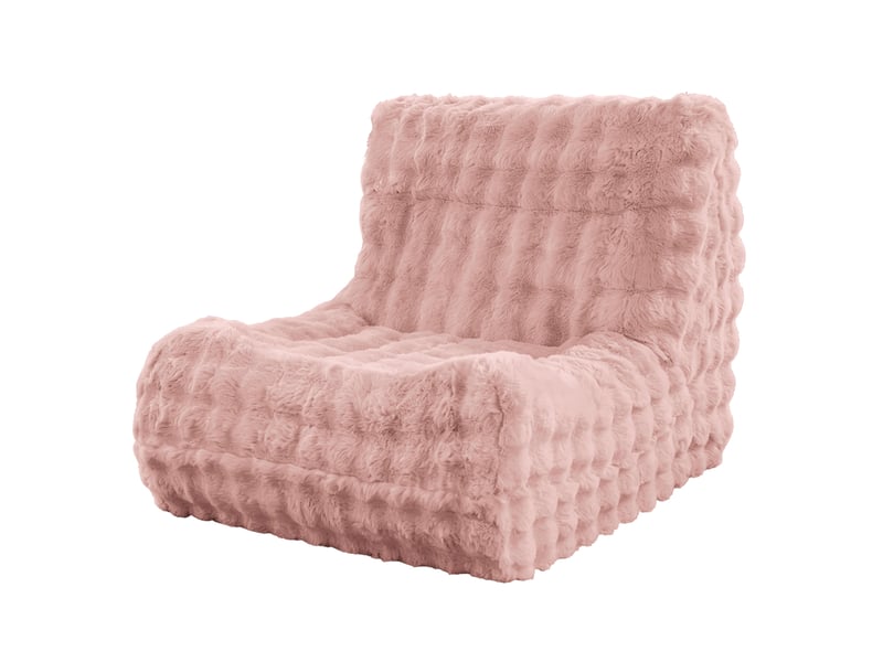  Fauteuil pouf avec dossier intégré, assise au sol légère pour lecture et détente en tissu flanelle rose  - Conforama A