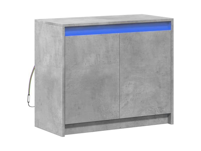  Buffet - bahut - meuble de rangement avec led gris béton 72x34x61 cm bois d'ingénierie  - Conforama C