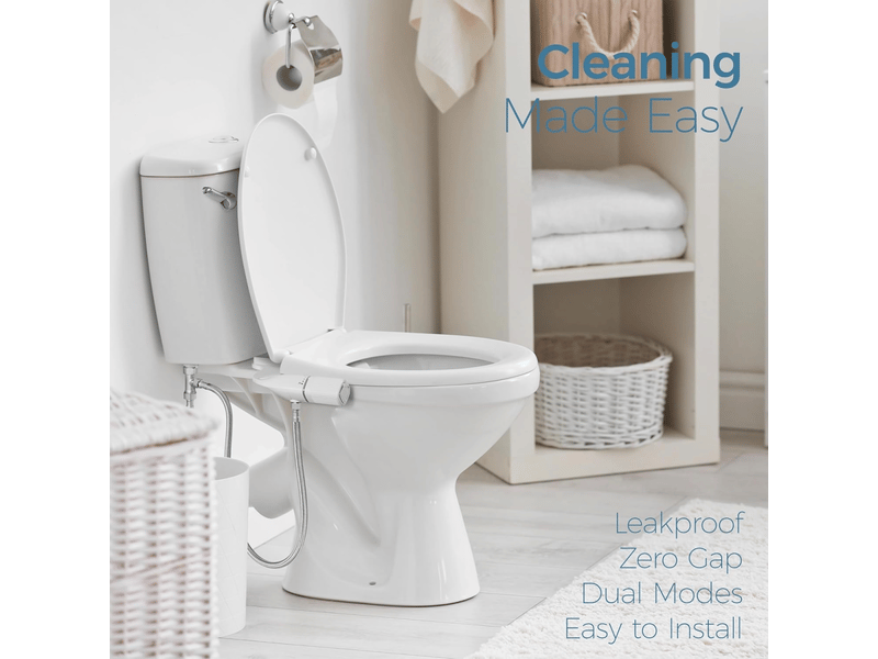  Bidet fessier - double buse à pression d'eau réglable - autonettoyant, 1 pièce, blanc  - Conforama E