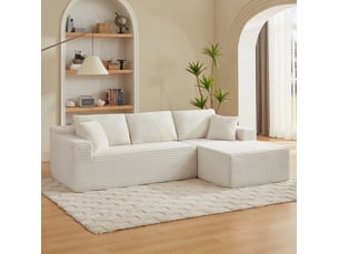 Canapé d'angle modulaire convertible avec dossier amovible et mousse à mémoire, blanc
