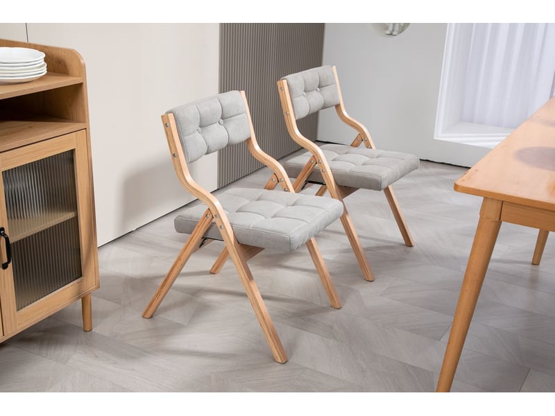  Chaise de cuisine chaise pliable rembourrée pliable bois portable montée grise  - Conforama D