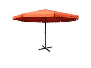 Parasol de jardin ø 5 m avec lambrequin manivelle et base en croix sans pied polyester terracotta et aluminium 04_0011461