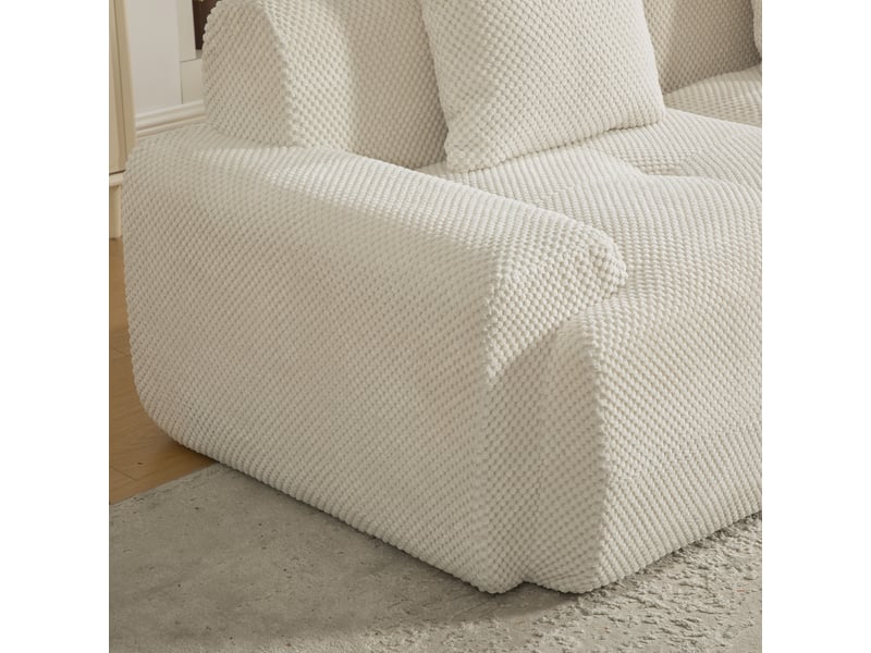  Canapé modulable en tissu chenille beige, rempli de mousse haute résilience, idéal pour le salon  - Conforama R