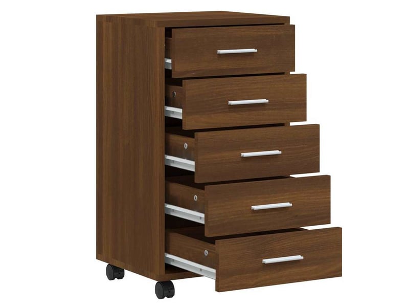  Armoire à tiroirs, rangement bureau avec roulettes chêne marron bois d'ingénierie  - Conforama E