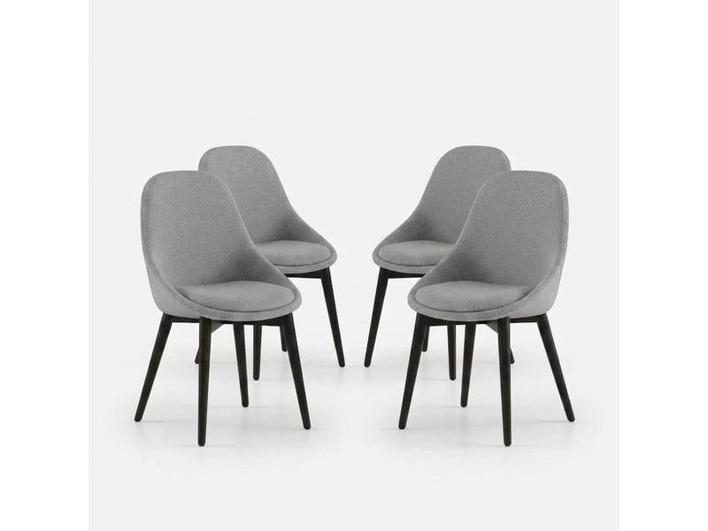  Lot de 4 chaises de salle à manger rembourrées en tissu delphi - gris clair  - Conforama A