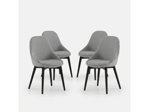 Lot de 4 chaises de salle à manger rembourrées en tissu delphi - gris clair