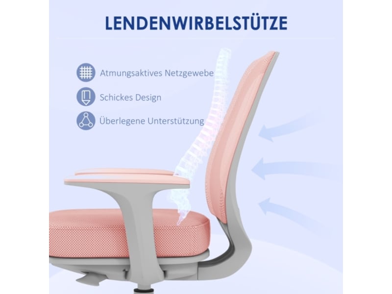  Chaise de bureau ergonomique pivotante réglable en hauteur, rose, 55 x 48 x 82,5-94,5 cm  - Conforama E