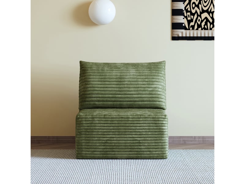  Fauteuil 1 place vert en velours côtelé, canapé modulaire sans montage, 70x95x83 cm  - Conforama D