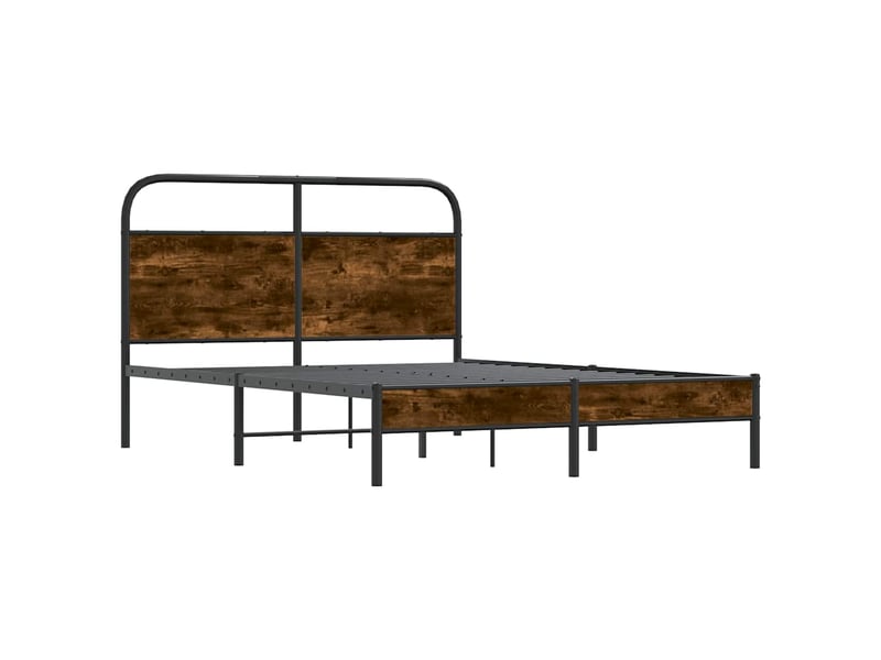  Lit double- lit adulte -  cadre de lit sans matelas 135x190 cm chêne fumé bois ingénierie  - Conforama C