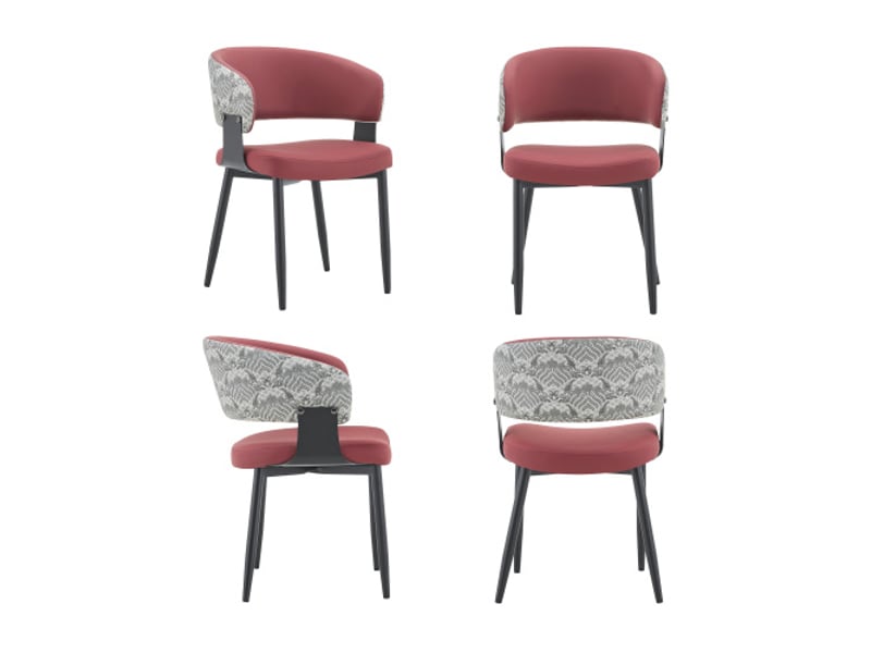  Chaises mid-century modern – lot de 2, fauteuils rétro simili cuir, accoudoirs tonneau, dossier motif, pieds robustes  - Conforama D