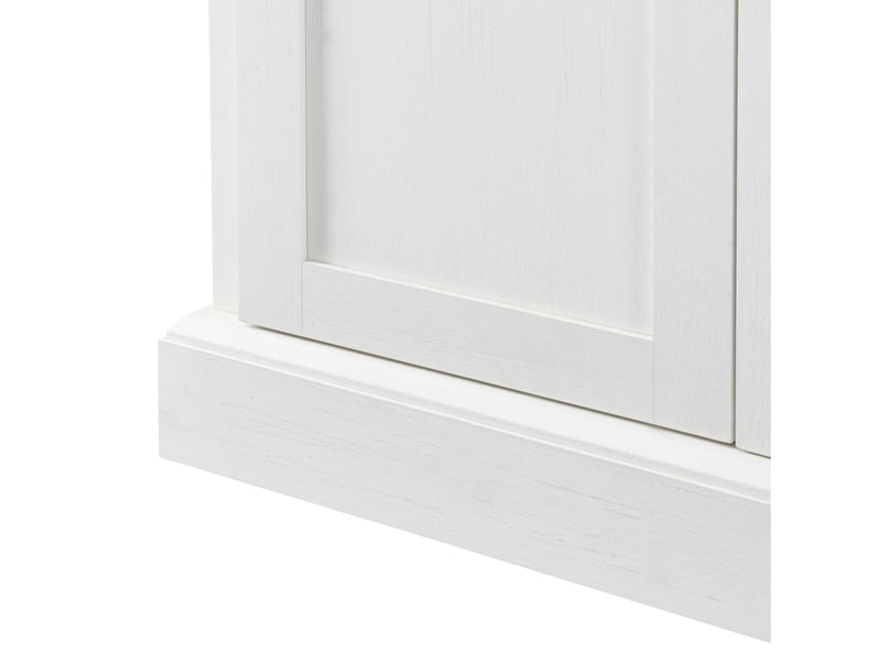 Buffet bas 150x86x40 cm grande capacité 4 portes 2 tiroirs meuble rangement cuisine salon entrée blanc bois naturel - Conforama R