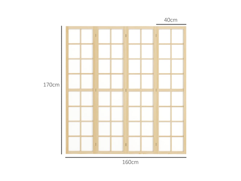  Paravent interieur pliable 4 panneaux 160 x 170 cm séparateur de pièce pour salon chambre à maison coucher, naturel  - Conforama C