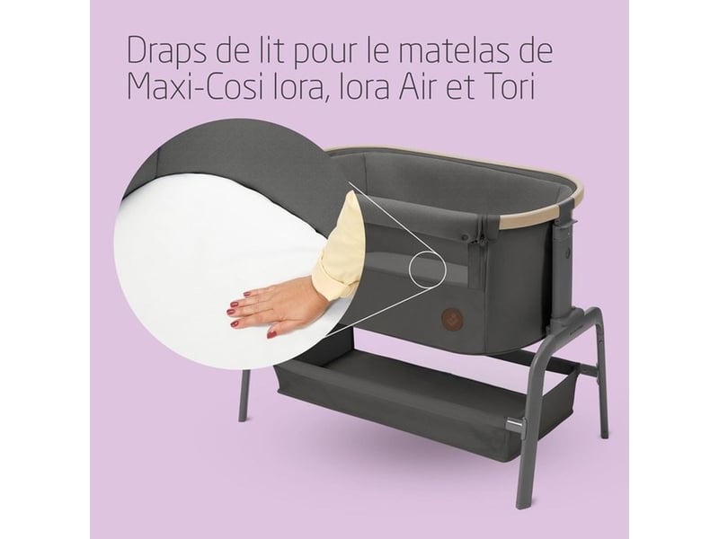  Draps housse de protection 2 en 1 maxi-cosi iora lot de 2 imperméables blanc coton 2101431110 - Conforama D